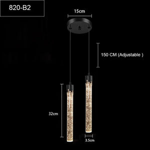 LED Water Drop Bubble Pendant Light Crystal Hanging Lamp Bedroom Dining Decor