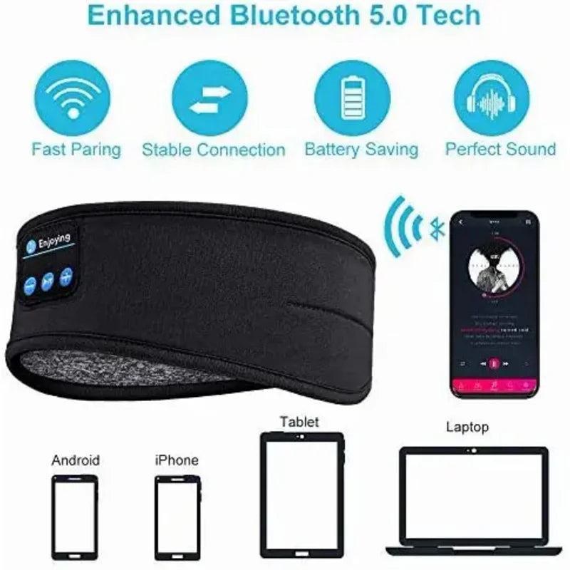 Bluetooth Sleep Headphones Headband Wireless Eye Mask for Side Sleeper Comfort