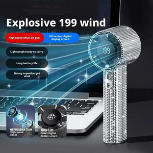 High-Speed Handheld Fan 199-Speed Type-C Rechargeable Digital Display
