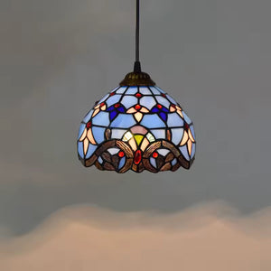 European Stained Glass Pendant Light 20cm Hanging Lamp Dining Bedroom Decor