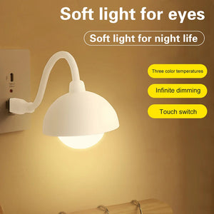 USB Plug In Smart Night Light Remote Touch Control LED Bedside Lamp Bedroom