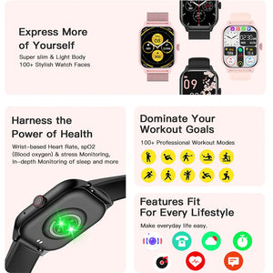 Smart Watch Bluetooth Call Touch Screen Fitness Tracker Sports Watch