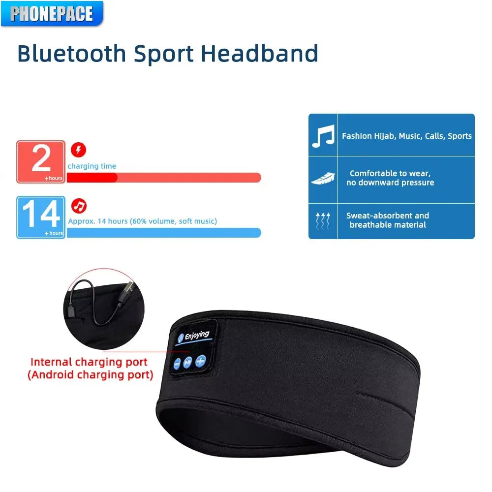 Bluetooth Sleep Headband Wireless Headphones Music Eye Mask Sports Sleeping