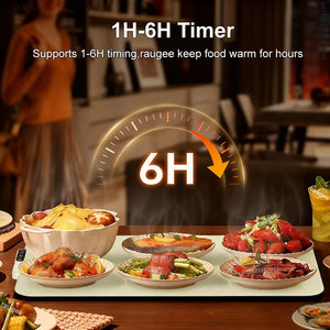 Electric Food Warmer Mat Foldable Silicone Tray 6 Temp Fast Heating Plate