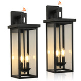 22" Outdoor Wall Lantern Dusk to Dawn Sensor Matte Black Weatherproof Exterior Light