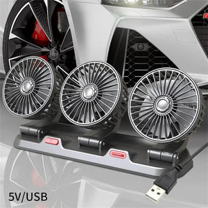 Car Cooling Fan Dual Head 360° Rotating 12V/24V USB