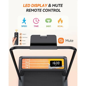 Portable Under Desk Walking Pad Treadmill 2.5HP Incline Handrail Home Use