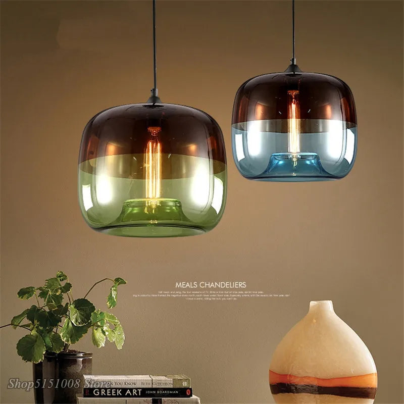 Nordic Glass Pendant Light – Modern LED Hanging Lamp for Kitchen & Living Room