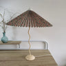 Vintage Pleated Table Lamp Umbrella Squiggle Bedside Night Light Living Room