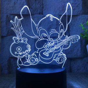 Stitch 3D Night Light USB Touch Cartoon Desk Lamp Remote LED Room Decor Gift