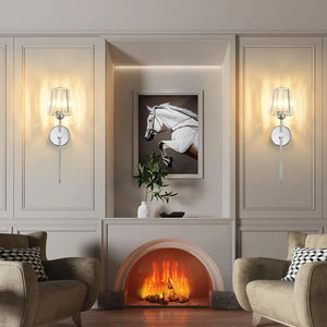 Crystal Wall Lamp 1/2PCS – RGB Dimmable Wireless Sconce with Remote for Bedroom
