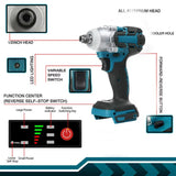 1/2'' Brushless Cordless Impact Wrench 520NM 18V Battery High Torque Tool