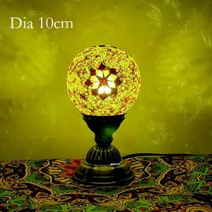 Turkish Mosaic Ball Table Lamp Handcrafted Art Deco Glass Romantic Bedside Light