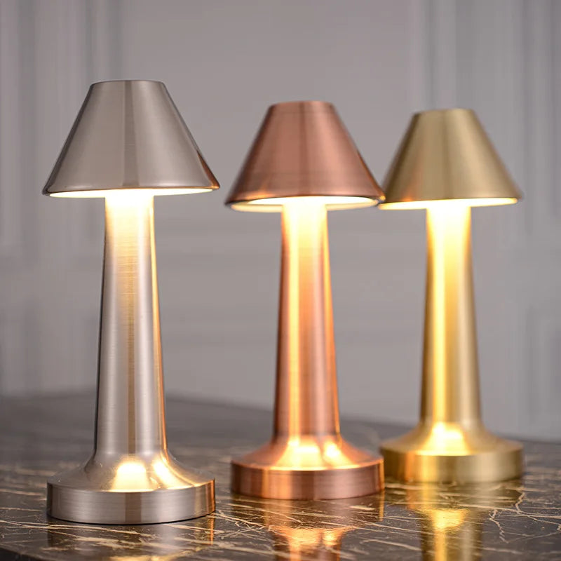 Metal Touch Table Lamp LED Rechargeable Night Light for Bar Coffee Table Decor
