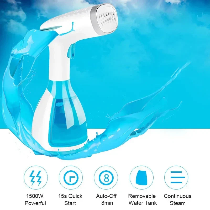 1500W Handheld Garment Steamer Fast Heat 280ml Portable Steam Iron Travel