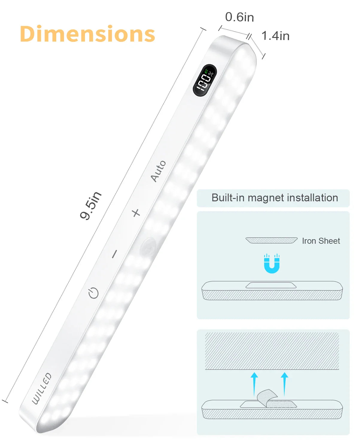 Motion Sensor LED Cabinet Light 60LED Rechargeable Wireless Under Cabinet Lamp