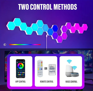 Hexagon LED Wall Lights RGB Panels with Music Sync App Control for Bedroom