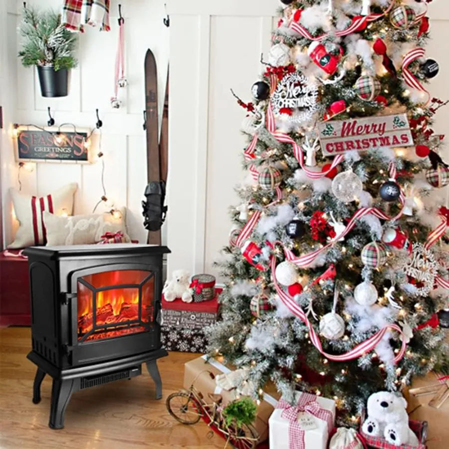 20-Inch Electric Fireplace Stove Heater with Realistic Flame & Adjustable Heat
