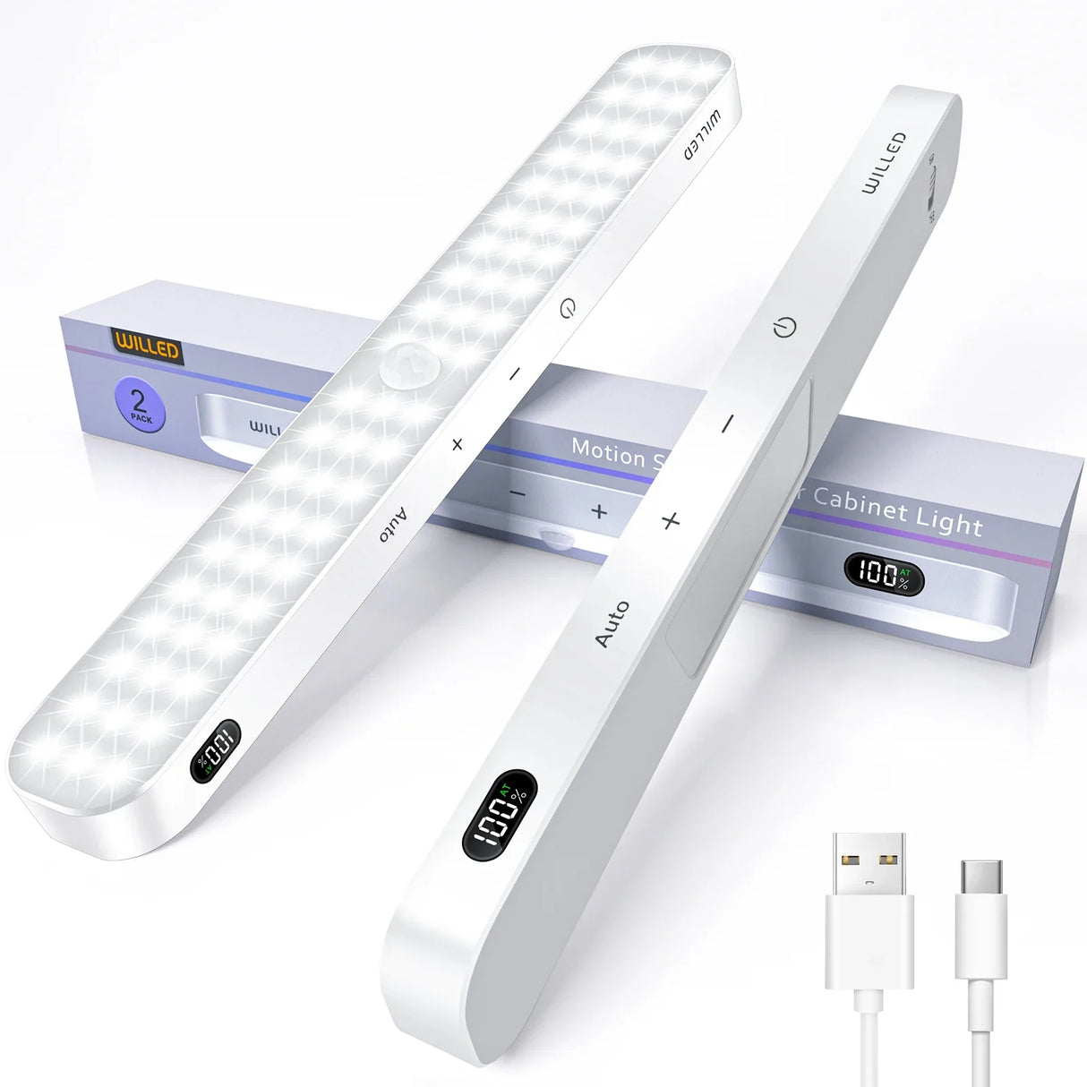 Motion Sensor LED Cabinet Light 60LED Rechargeable Wireless Under Cabinet Lamp