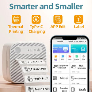 Portable Mini Photo Printer Bluetooth Inkless Thermal Sticker Label Maker B3