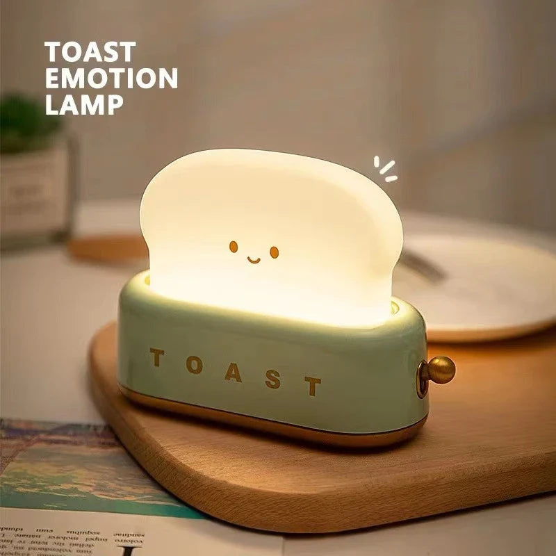 Toast Night Light LED Bedside Desk Lamp USB Rechargeable Cute Bedroom Gift