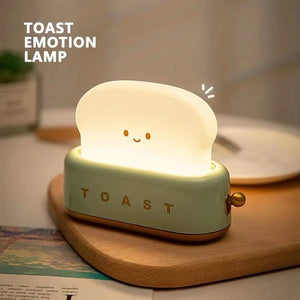 Toast Night Light LED Bedside Desk Lamp USB Rechargeable Cute Bedroom Gift