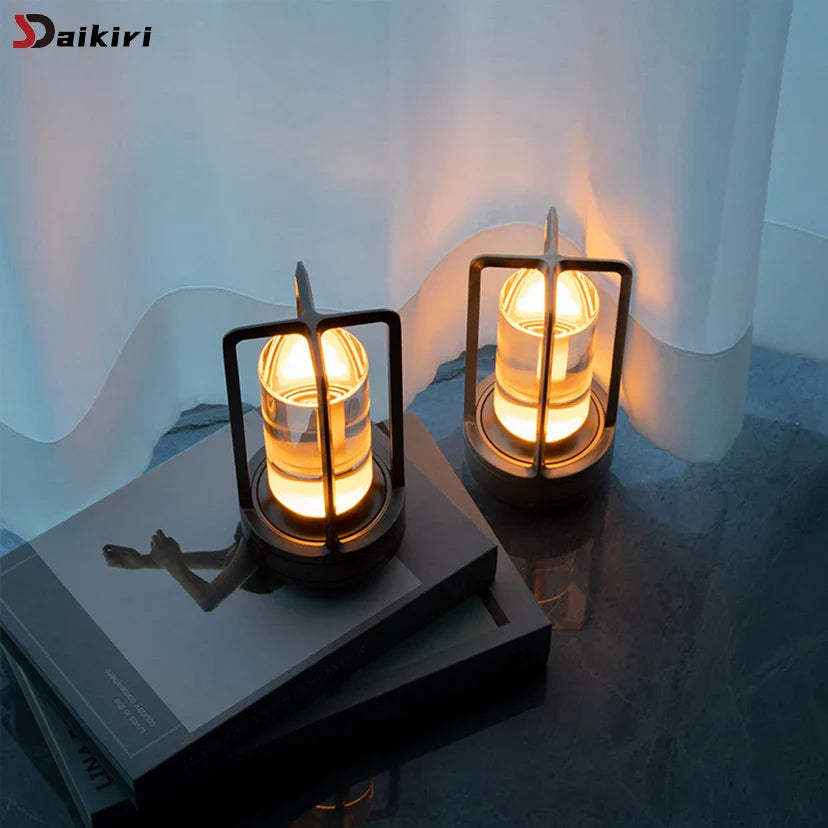 LED Rechargeable Touch Table Lamp Crystal Aluminum Night Light for Home & Restaurant