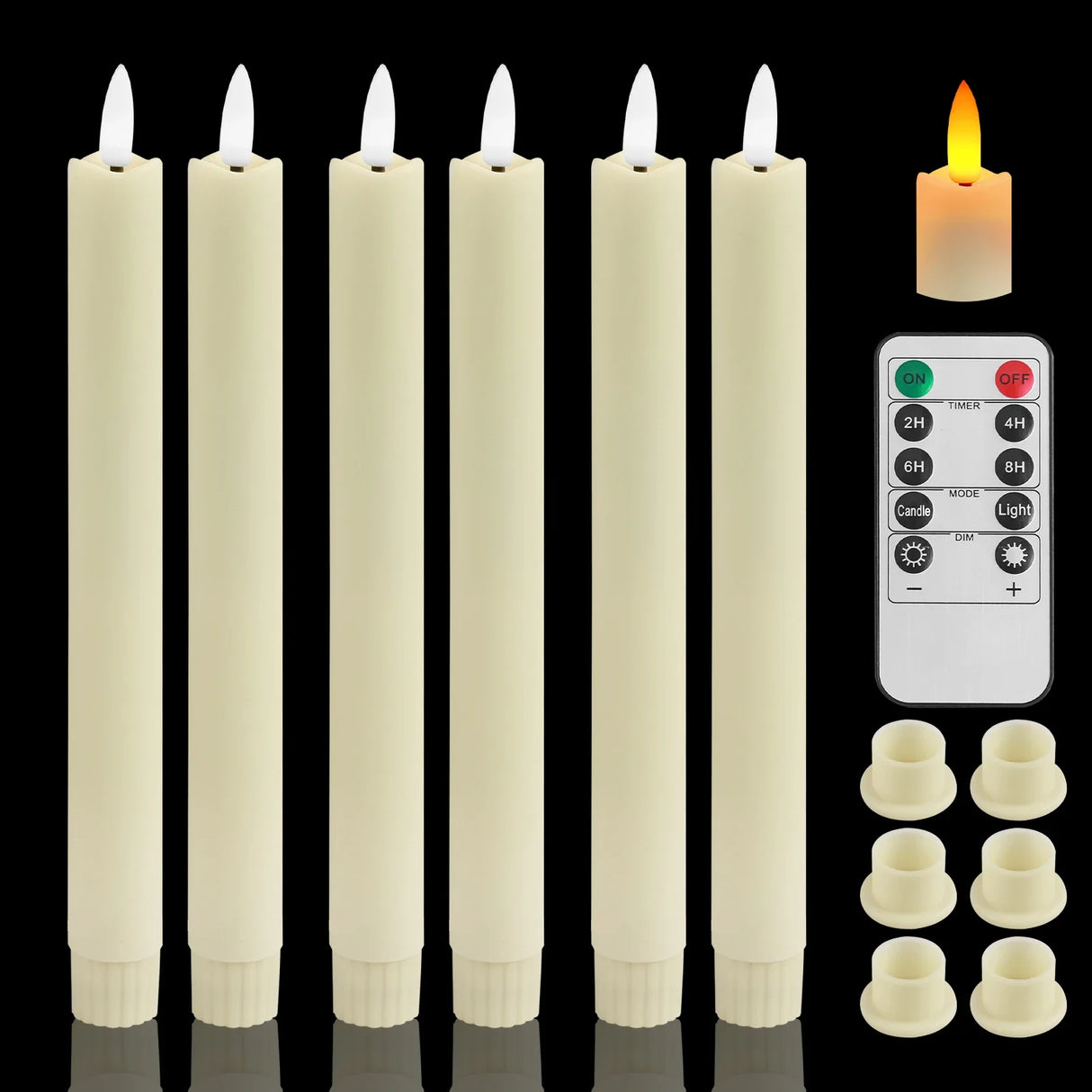 Flameless LED Taper Candles with Remote Flickering Battery Operated Set