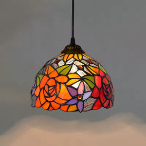 European Stained Glass Pendant Light 20cm Hanging Lamp Dining Bedroom Decor
