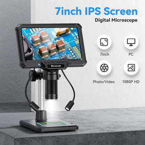 7 Inch Digital Microscope 1200X 16MP Coin PCB Soldering Repair Camera