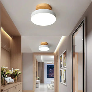 Nordic Flush Mount Ceiling Light Wood Round Hallway Bedroom Bathroom Lamp