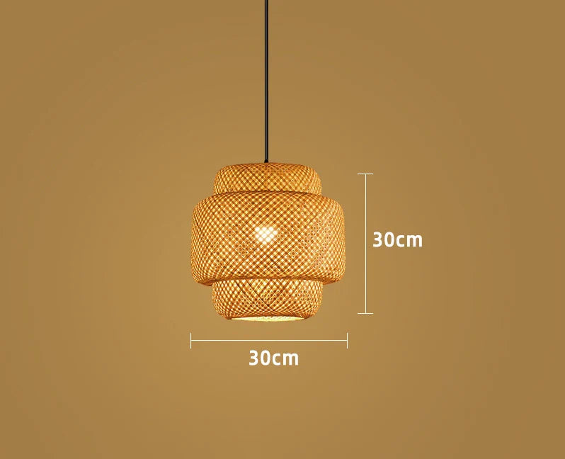 Handwoven Bamboo Rattan Pendant Lamp – Natural Wicker LED Hanging Light E27
