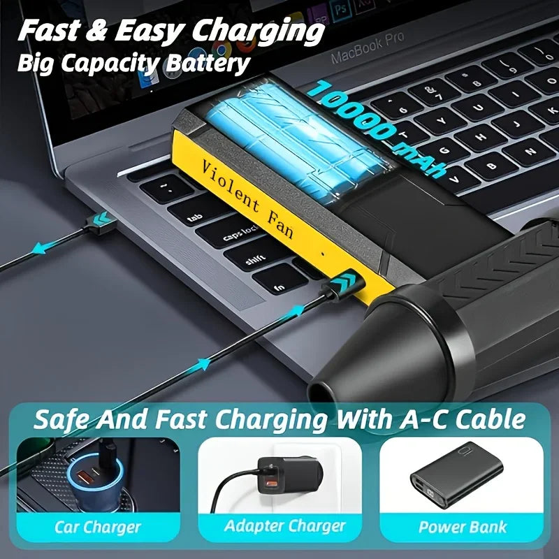 800,000RPM Turbo Air Blower – Brushless High-Speed USB Rechargeable Dust Fan