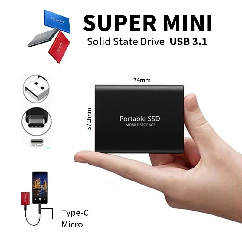 128TB External SSD USB 3.1 & USB-C Portable Solid State Drive