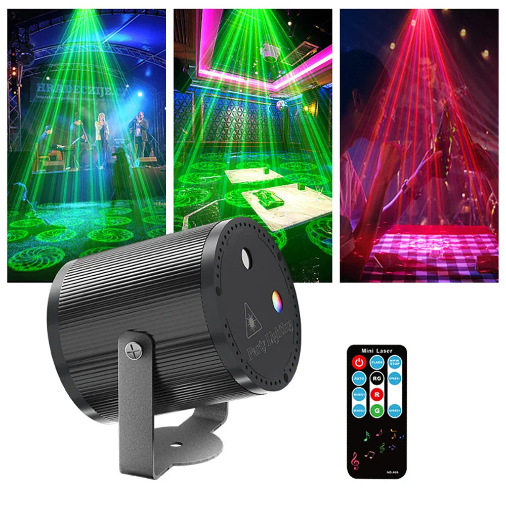Mini RGB Laser DJ Disco Party Light USB Stage Projector with Remote KTV Bar Wedding