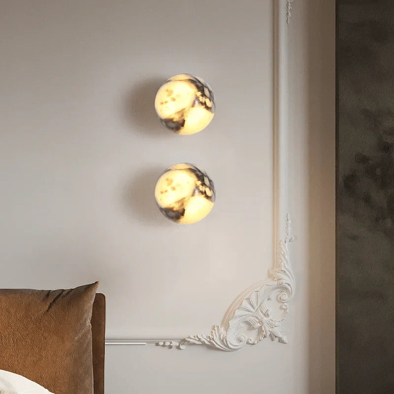 Marble Ball Wall Lamp LED Natural Stone Sconce for Bedroom Living Room Hallway