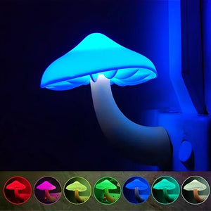 Mushroom LED Night Light Auto Sensor Wall Lamp Kids Bedroom Bedside US Plug Decor