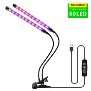 USB LED Grow Light Full Spectrum Clip Plant Lamp with Timer Control