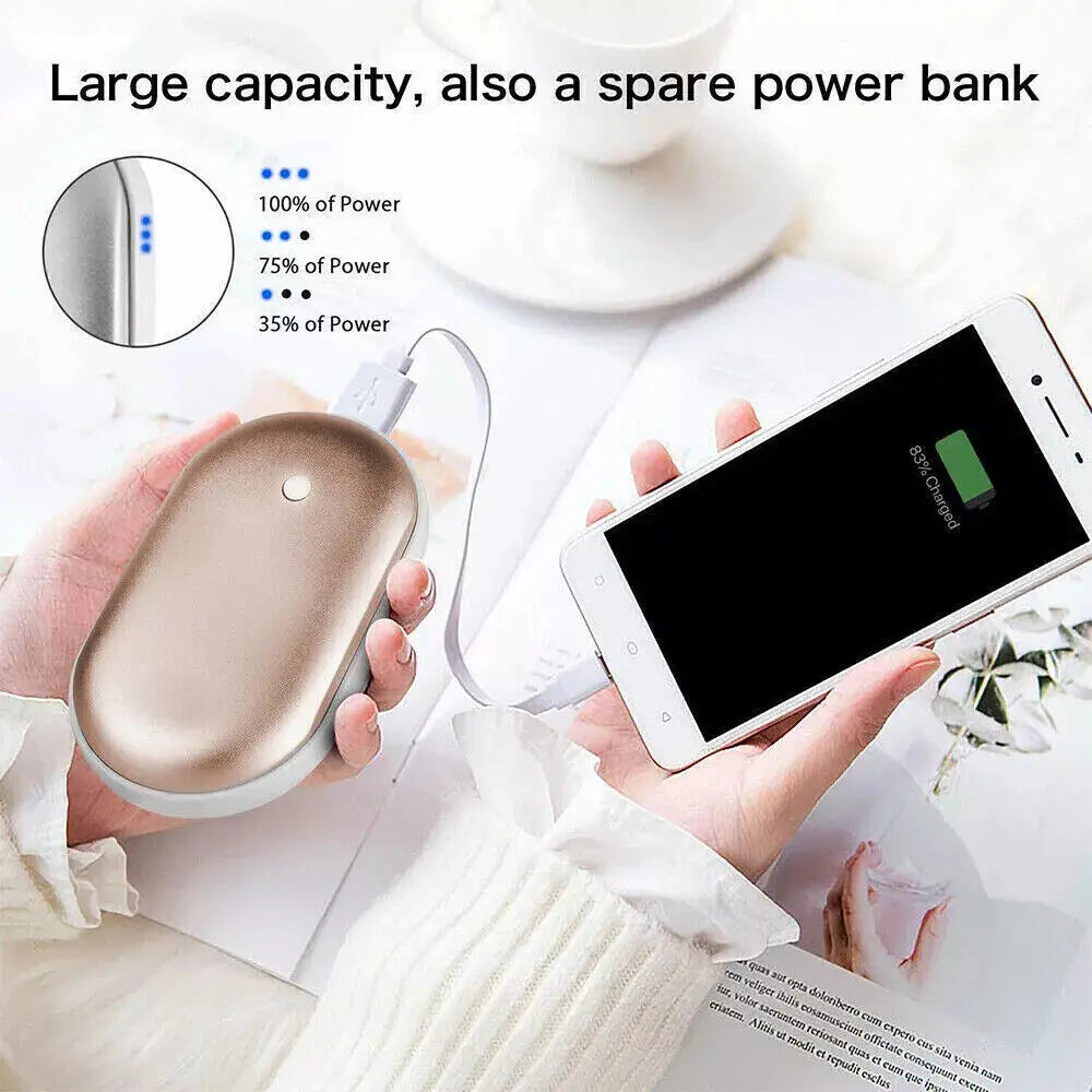 2-Pack 10000mAh USB Rechargeable Hand Warmers Power Bank Electric Fast Heater