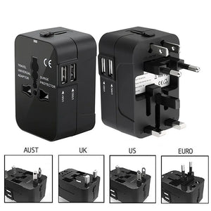 Universal Travel Adapter EU UK US AU Plug Converter Dual USB Power Charger