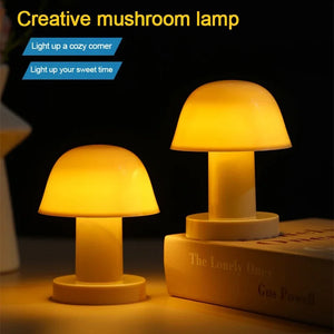 Mini Mushroom LED Night Light Battery Powered Portable Desk Lamp Home Decor