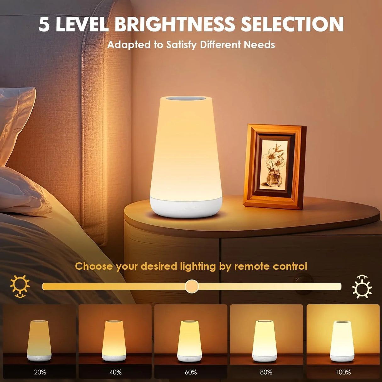 RGB Color Changing Night Light Touch Dimmable USB Rechargeable Lamp for Bedside
