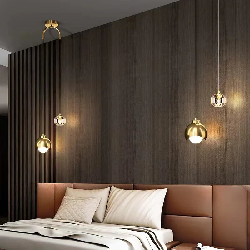 Modern Crystal Pendant Light Luxury Nordic Hanging Lamp Bedroom Living Room