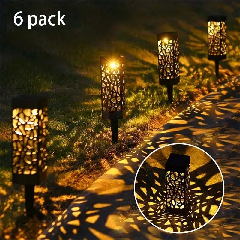 6PCS Solar Garden Stake Lights LED Outdoor Lawn Lamps Waterproof Landscape Decor