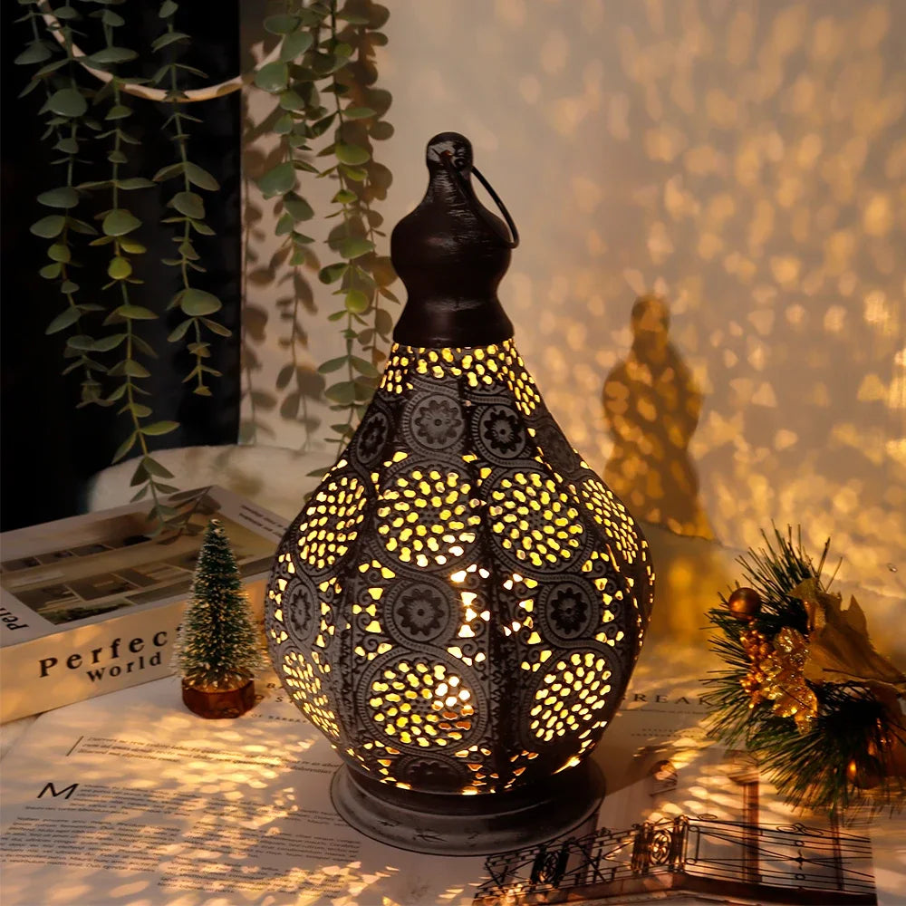 Moroccan Table Lamp Battery Operated Retro Hanging Candle Style Bedside Light Decor