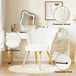 Velvet Accent Chair Gold Metal Legs Upholstered Vanity Chair for Living Room