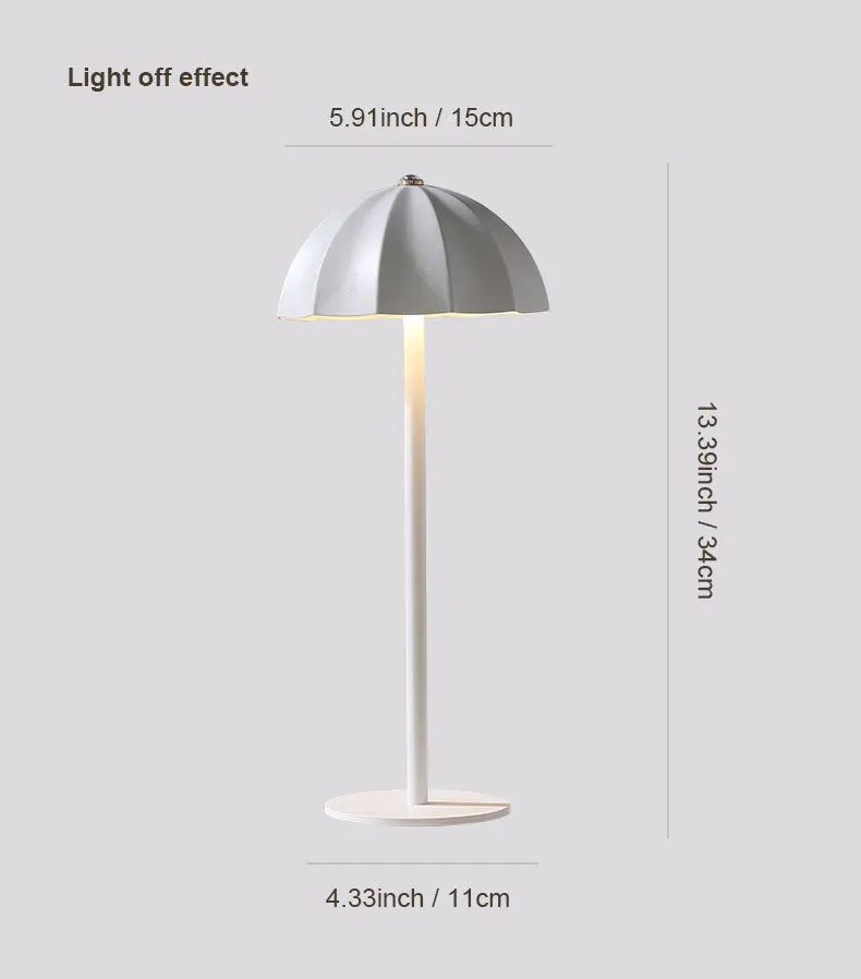 LED Metal Table Lamp Rechargeable Touch Dimmable Desk Lamp Umbrella Shade