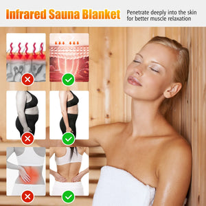 Infrared Sauna Blanket with Sleeves Heat Wrap 90-180°F Timer Home Spa