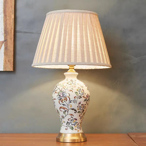 American Style Desk Lamp Painted Pattern Bedside Table Light Home Decor