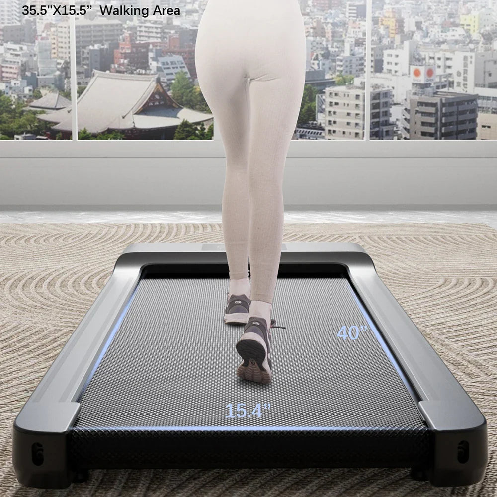 39.4in Under Desk Walking Pad Treadmill 2.5HP Portable Home Remote LED Screen